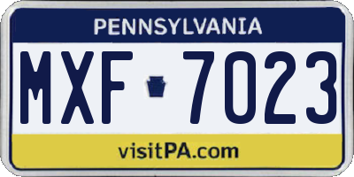 PA license plate MXF7023