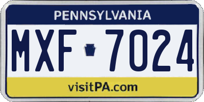 PA license plate MXF7024