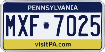 PA license plate MXF7025