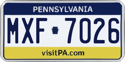 PA license plate MXF7026