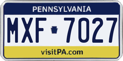 PA license plate MXF7027