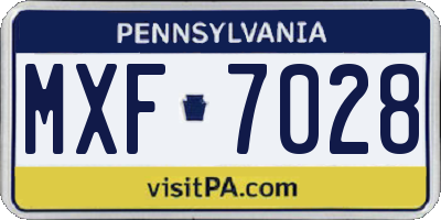 PA license plate MXF7028