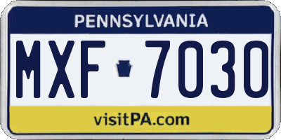 PA license plate MXF7030