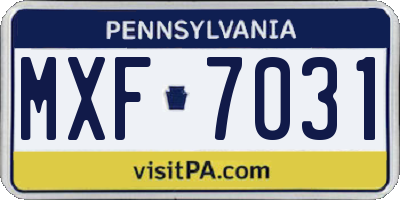 PA license plate MXF7031