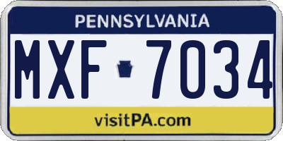 PA license plate MXF7034
