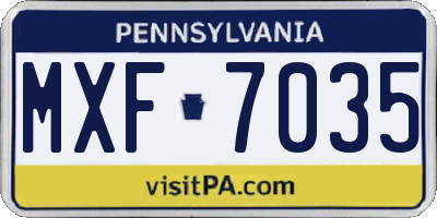 PA license plate MXF7035