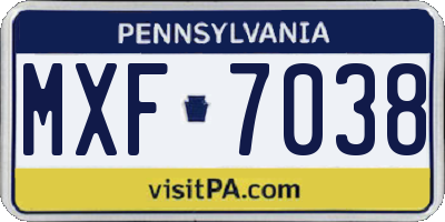 PA license plate MXF7038