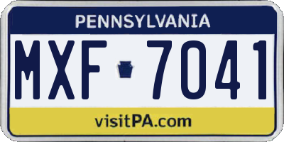 PA license plate MXF7041