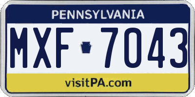 PA license plate MXF7043