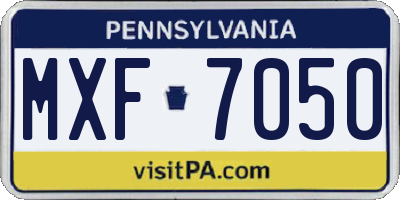 PA license plate MXF7050