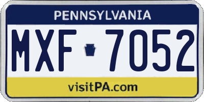 PA license plate MXF7052