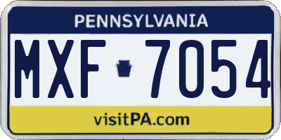 PA license plate MXF7054