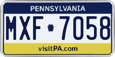 PA license plate MXF7058