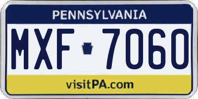 PA license plate MXF7060
