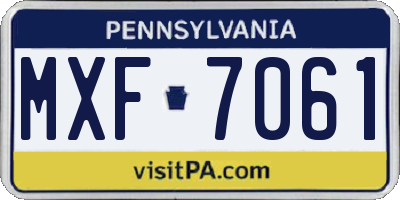 PA license plate MXF7061