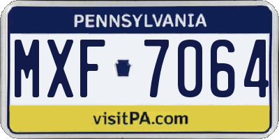 PA license plate MXF7064
