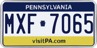 PA license plate MXF7065