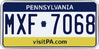 PA license plate MXF7068