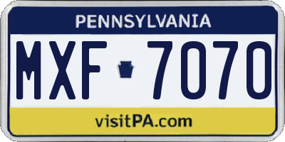 PA license plate MXF7070