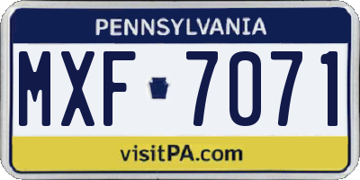 PA license plate MXF7071