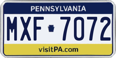 PA license plate MXF7072