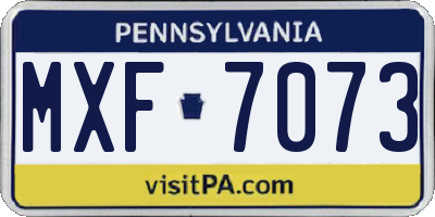 PA license plate MXF7073