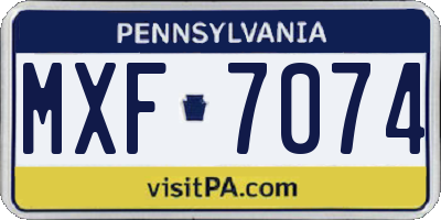 PA license plate MXF7074