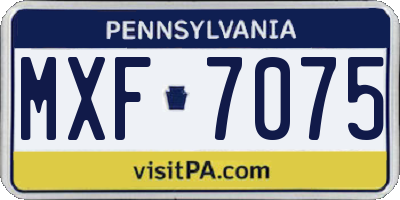 PA license plate MXF7075