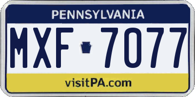 PA license plate MXF7077