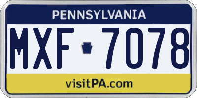 PA license plate MXF7078
