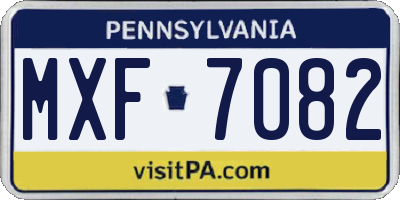 PA license plate MXF7082