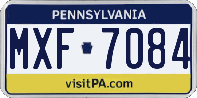 PA license plate MXF7084