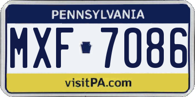 PA license plate MXF7086
