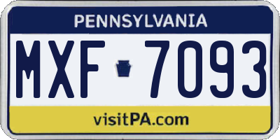 PA license plate MXF7093