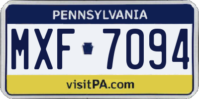 PA license plate MXF7094