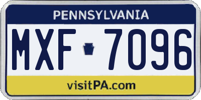 PA license plate MXF7096