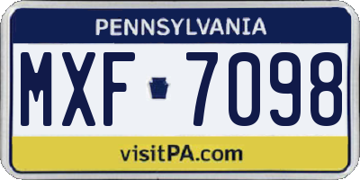 PA license plate MXF7098