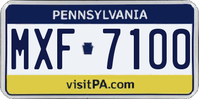 PA license plate MXF7100
