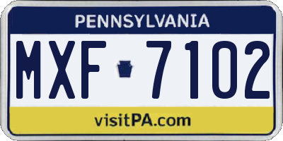 PA license plate MXF7102