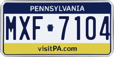 PA license plate MXF7104