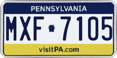 PA license plate MXF7105