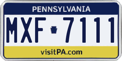 PA license plate MXF7111