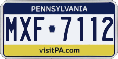 PA license plate MXF7112