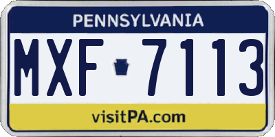 PA license plate MXF7113