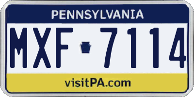 PA license plate MXF7114