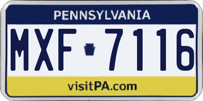 PA license plate MXF7116