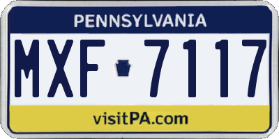 PA license plate MXF7117