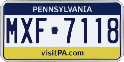 PA license plate MXF7118