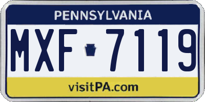PA license plate MXF7119