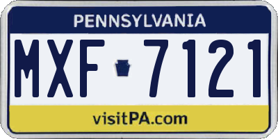 PA license plate MXF7121